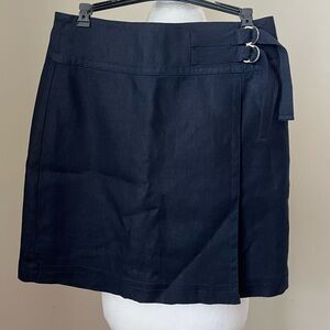 Ann Taylor navy linen wrap skirt- 4